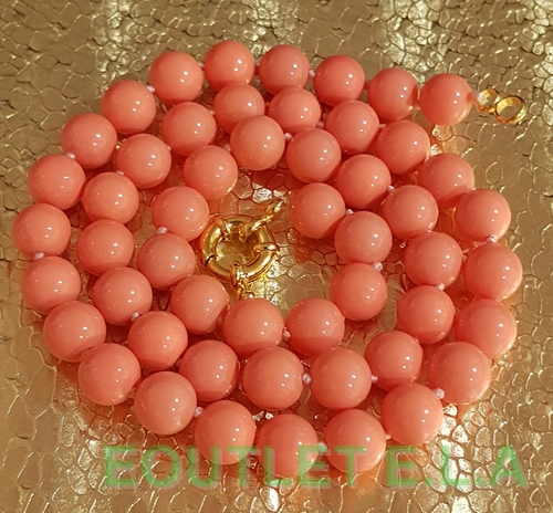 8mm CRT PINK CORAL NECKLACE-46cm